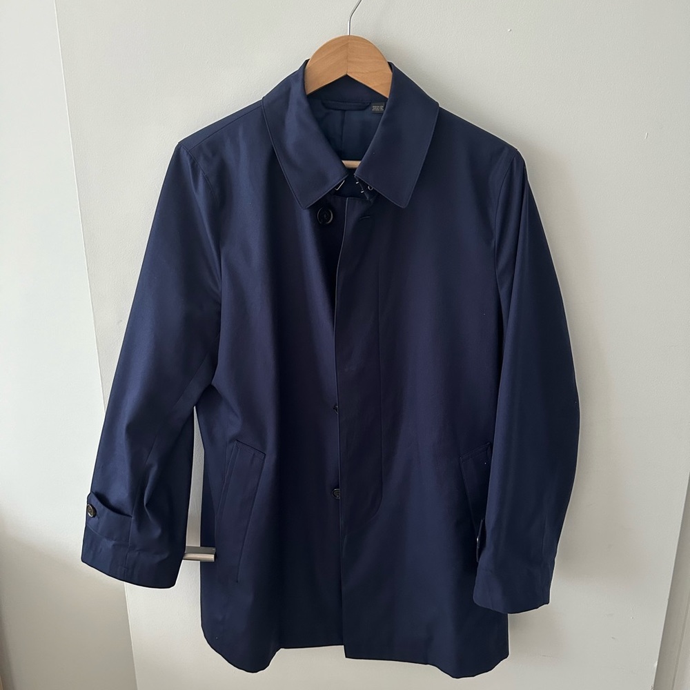 Indochino Navy Mac Coat Rain Jacket Custom Made To Measure Fits Like Medium